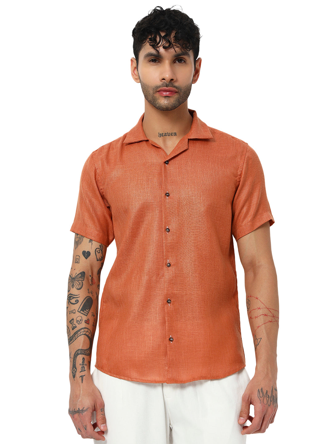 Lenen Orange colour Men's Shirt