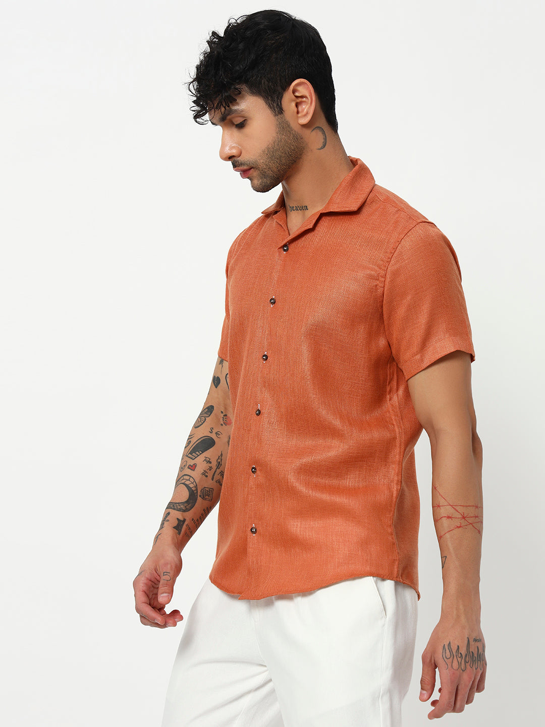 Lenen Orange colour Men's Shirt