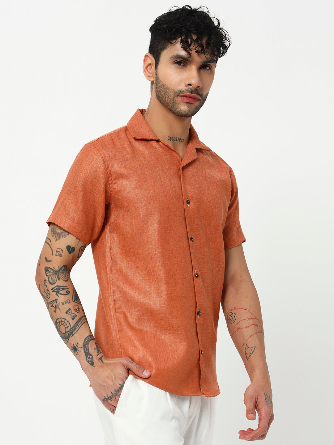 Lenen Orange colour Men's Shirt