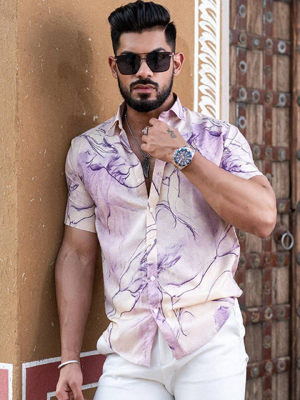 Stylish Casual & Classy Printed Blind Cotton Half Sleeves Shirt