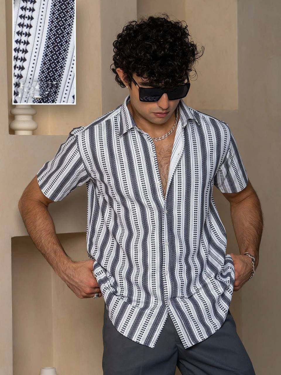 Stylish Casual & Classy  Printed Blind Cotton Half Sleeves Shirt