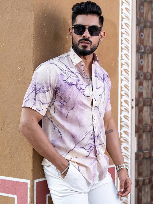 Stylish Casual & Classy Printed Blind Cotton Half Sleeves Shirt