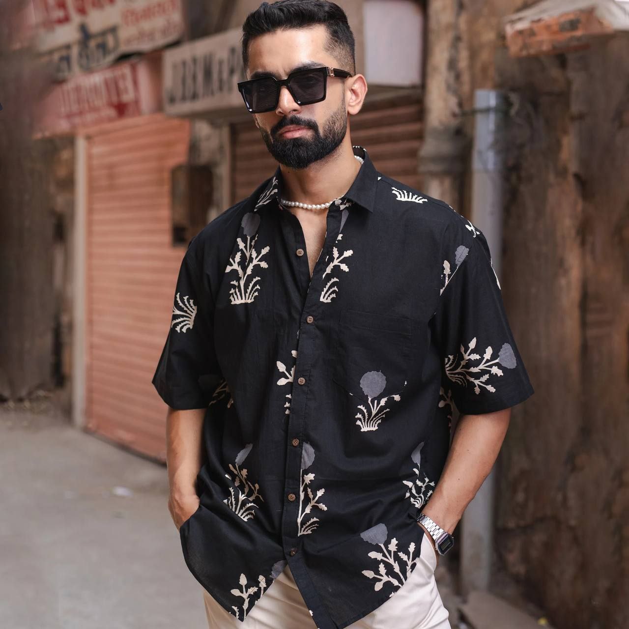 Stylish Casual & Classy Printed Blind Cotton Half Sleeves Shirt