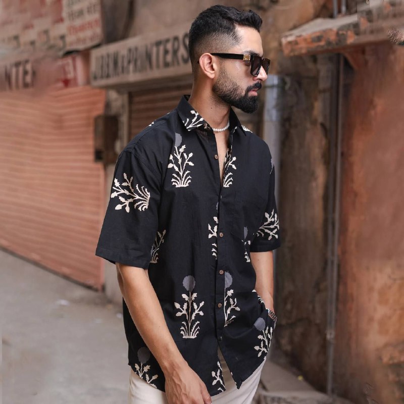 Stylish Casual & Classy Printed Blind Cotton Half Sleeves Shirt