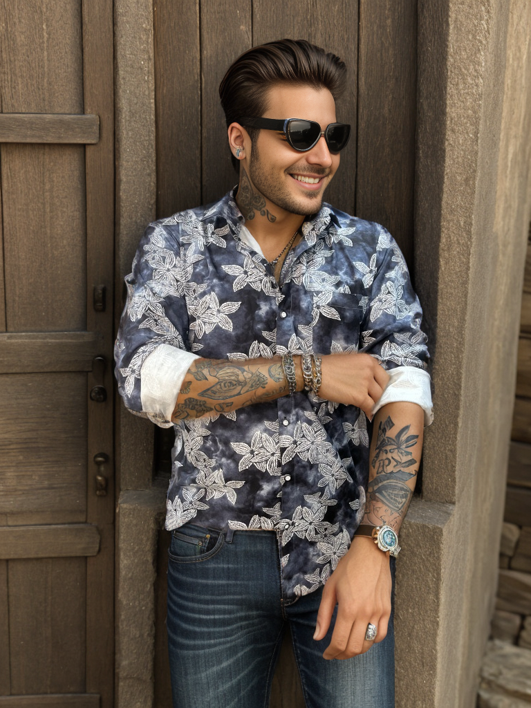 Stylish Casual & Classy Cotton Printed Navy Blue Colour Full Sleeve Shirt