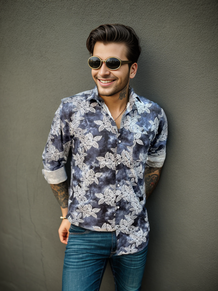 Stylish Casual & Classy Cotton Printed Navy Blue Colour Full Sleeve Shirt