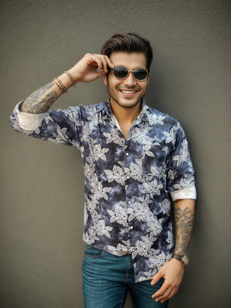 Stylish Casual & Classy Cotton Printed Navy Blue Colour Full Sleeve Shirt