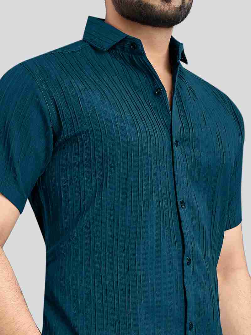 Blue Premium Quality Shirt Lining Spread Collar Casual