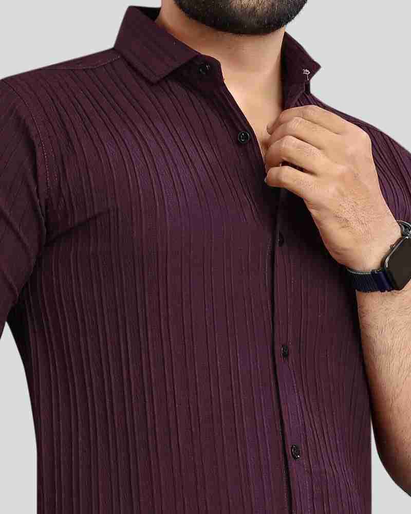 Purple Premium Quality Shirt Lining Spread Collar Casual