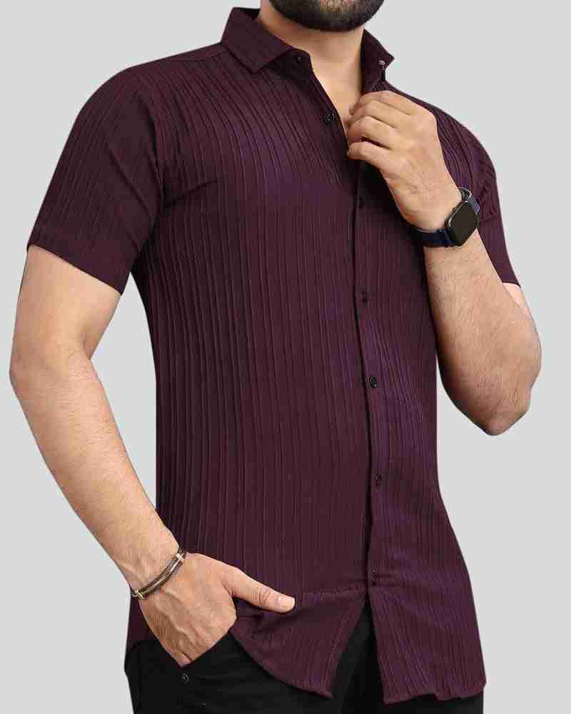 Purple Premium Quality Shirt Lining Spread Collar Casual