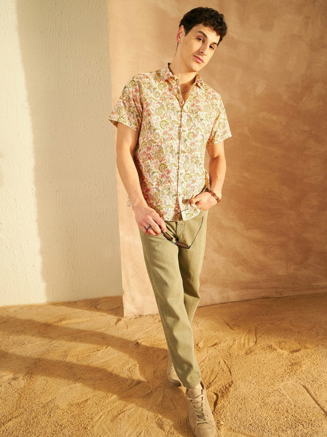 Stylish Casual & Classy Printed multi colour Blind Cotton Half Sleeves Shirt