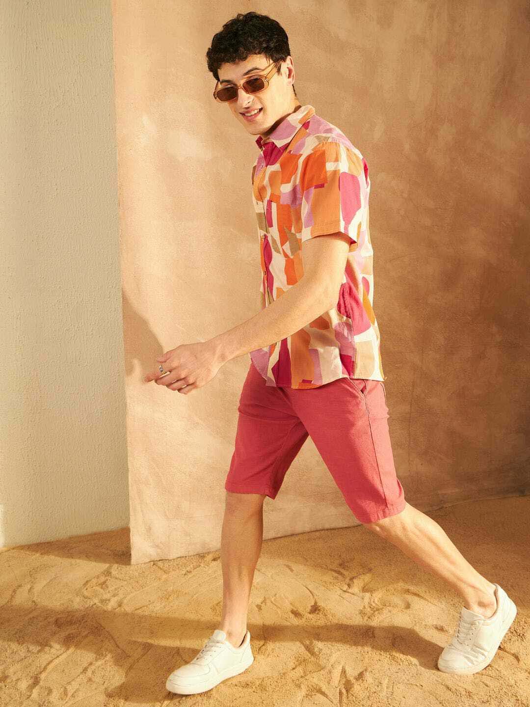 Stylish Casual & Classy Printed multi colour Blind Cotton Half Sleeves Shirt