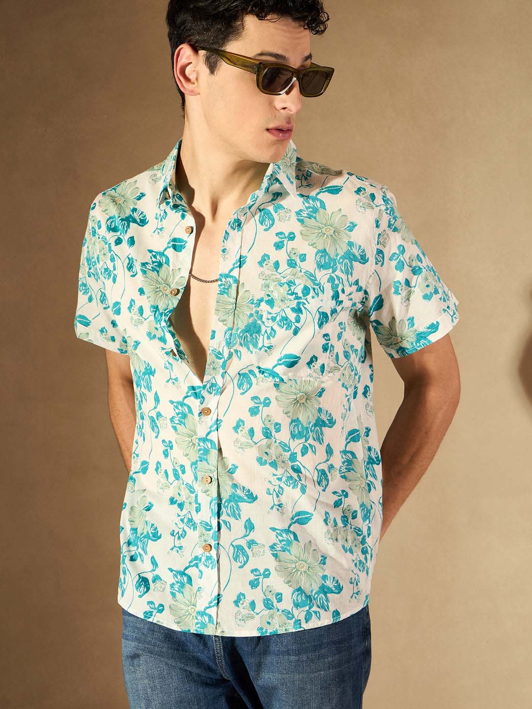 Stylish Casual & Classy Printed multi colour Blind Cotton Half Sleeves Shirt