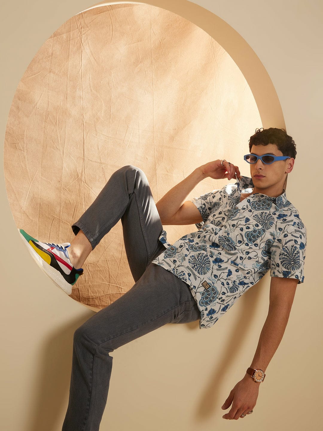 Stylish Casual & Classy Printed multi colour Blind Cotton Half Sleeves Shirt