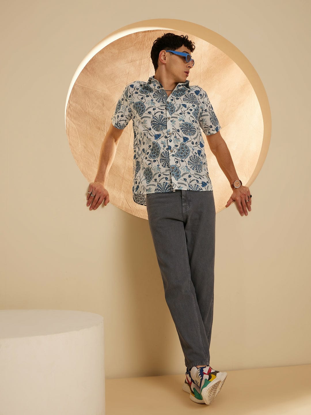 Stylish Casual & Classy Printed multi colour Blind Cotton Half Sleeves Shirt