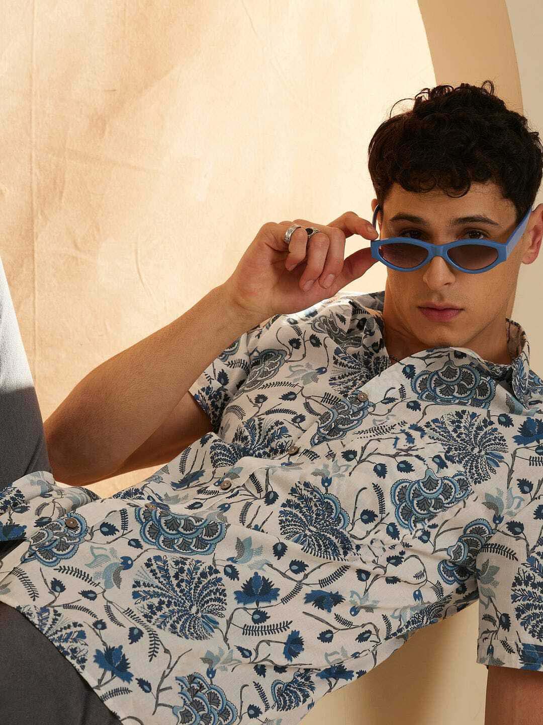 Stylish Casual & Classy Printed multi colour Blind Cotton Half Sleeves Shirt