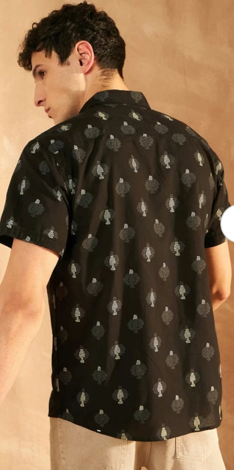 Stylish Casual & Classy Printed Blind Cotton Half Sleeves Shirt