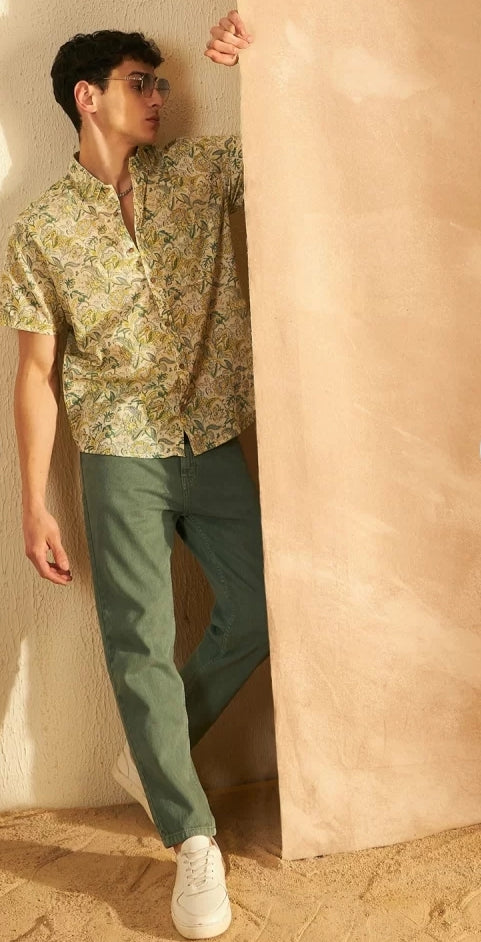 Stylish Casual & Classy Printed Blind Cotton Half Sleeves Shirt