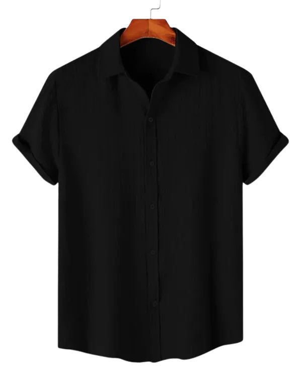 Black Colour Self Design Spread Collar Casual shirt Premium Quality