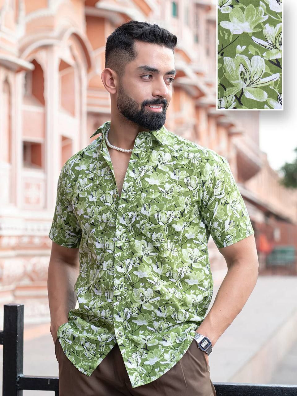 Stylish Casual & Classy Printed Blind Cotton Half Sleeves Shirt