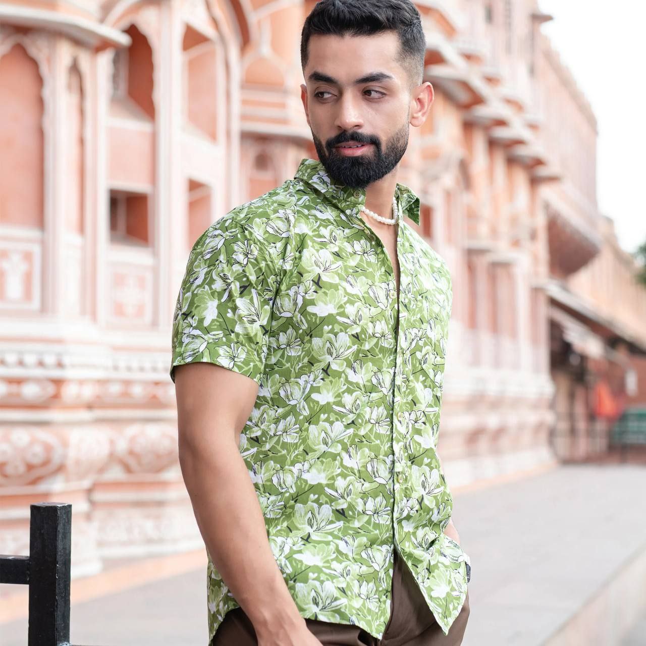 Stylish Casual & Classy Printed Blind Cotton Half Sleeves Shirt