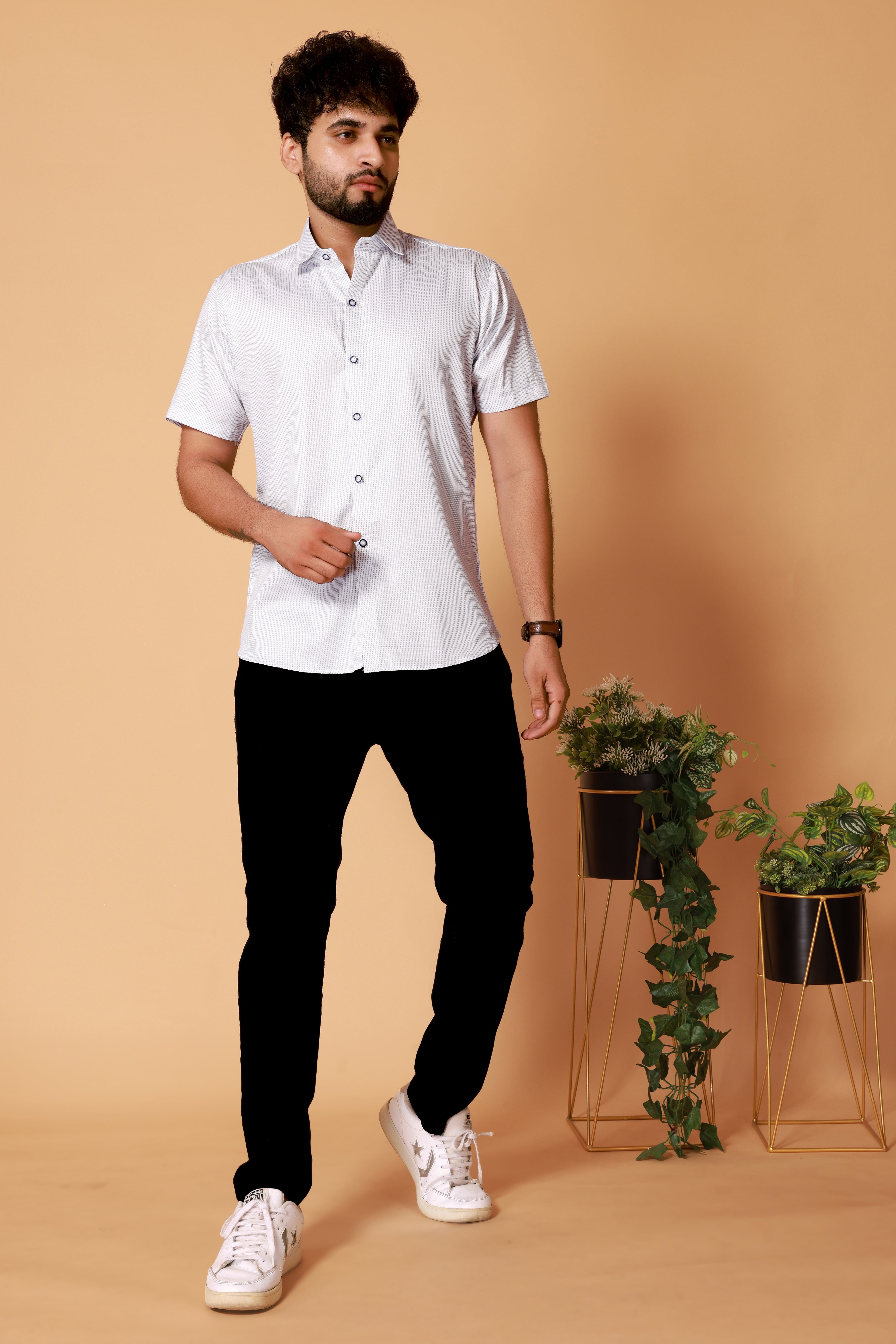 Stylish Casual & Classy Cotton White Shirt Half Sleeves