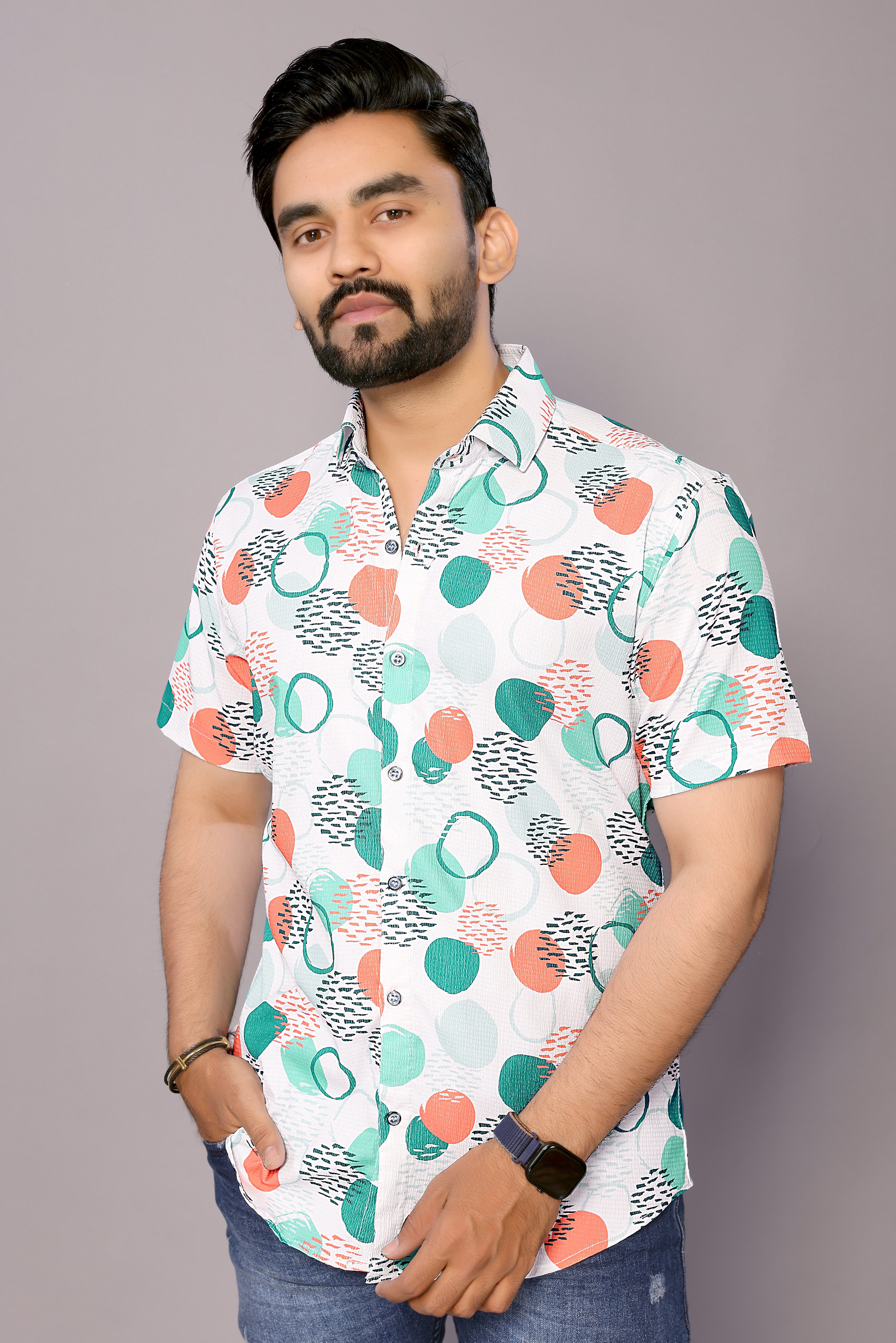 Multi Colour Men's Blend Cotton Shirt