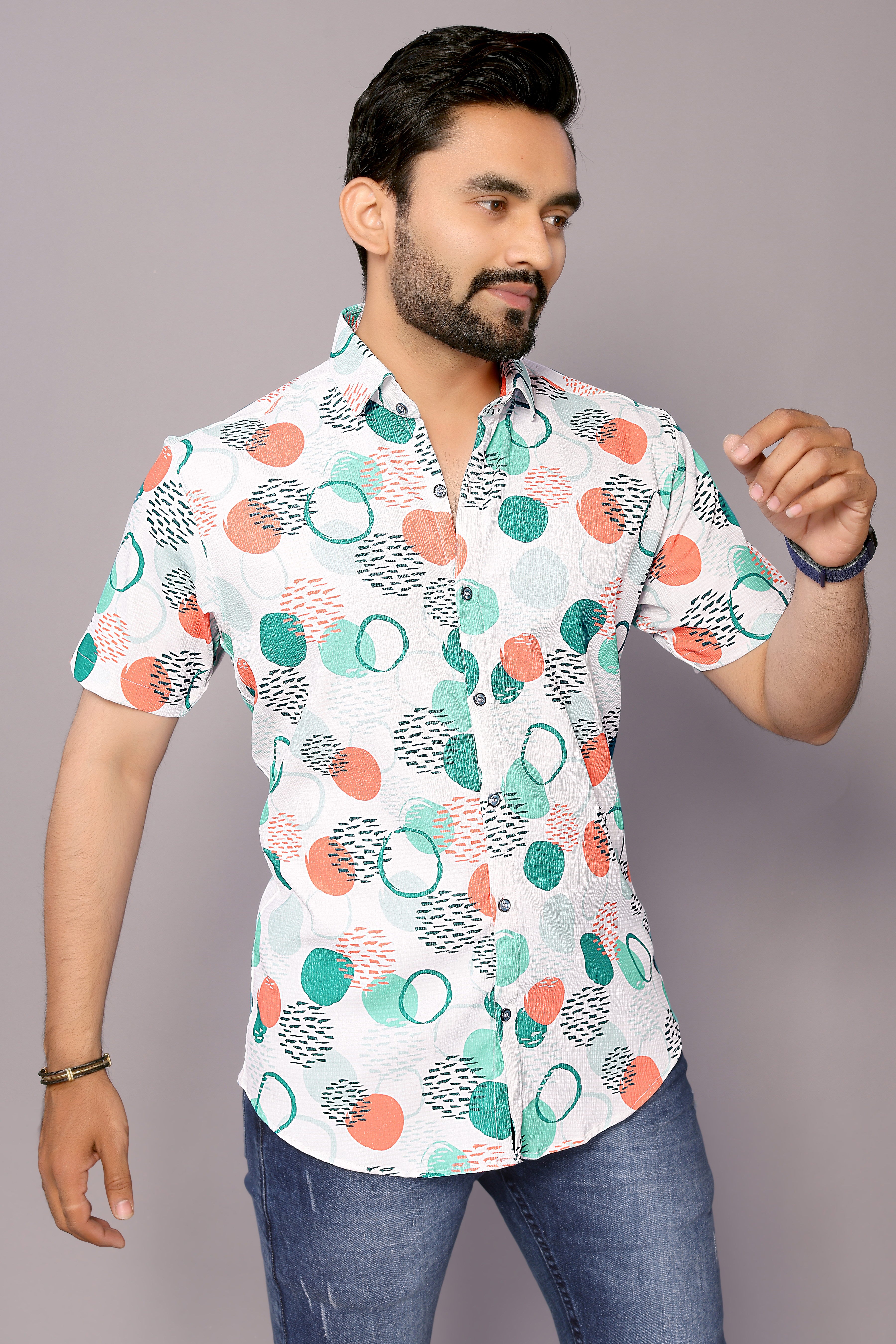 Multi Colour Men's Blend Cotton Shirt