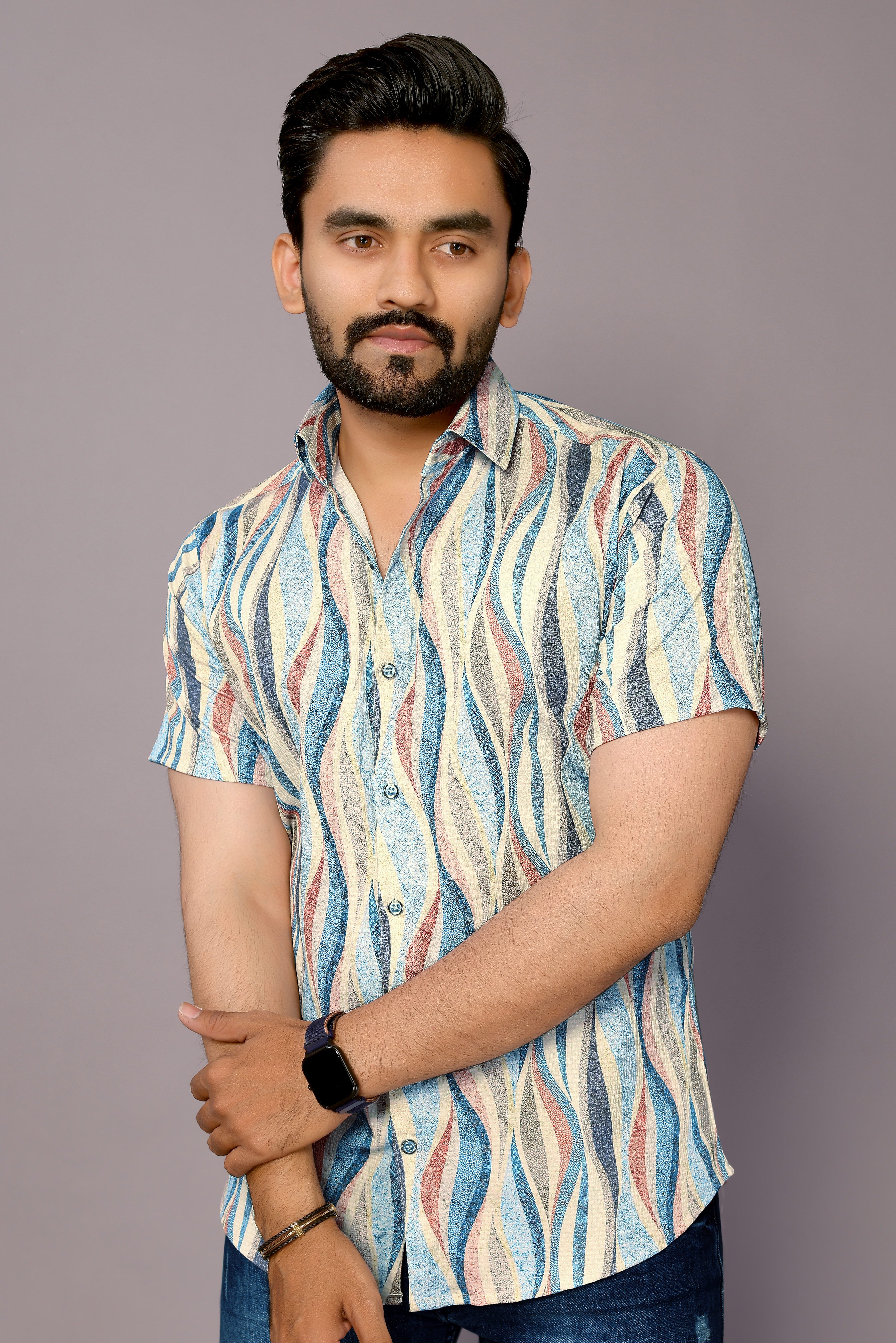 Multi Color Men's Blend Cotton Shirt