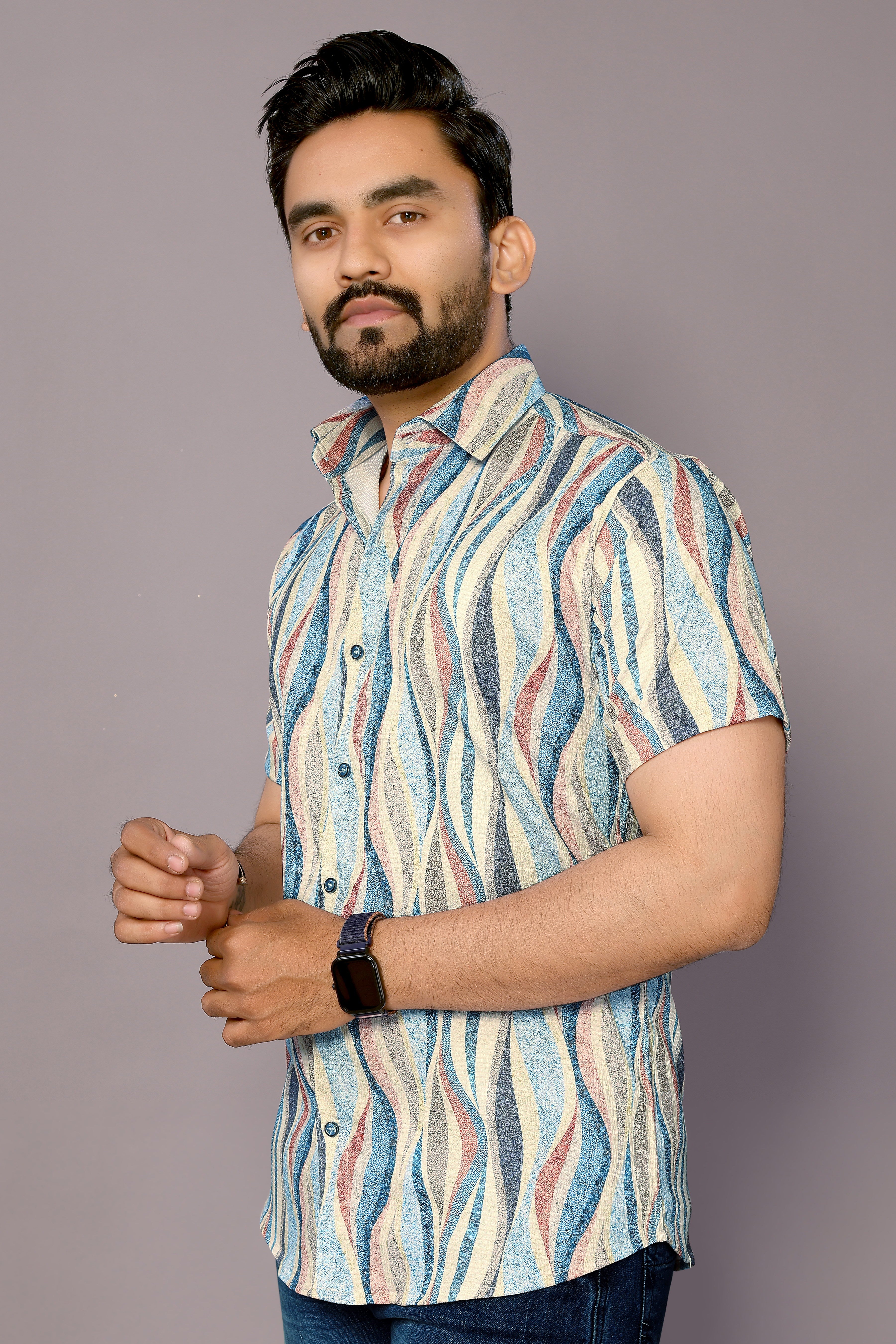 Multi Color Men's Blend Cotton Shirt