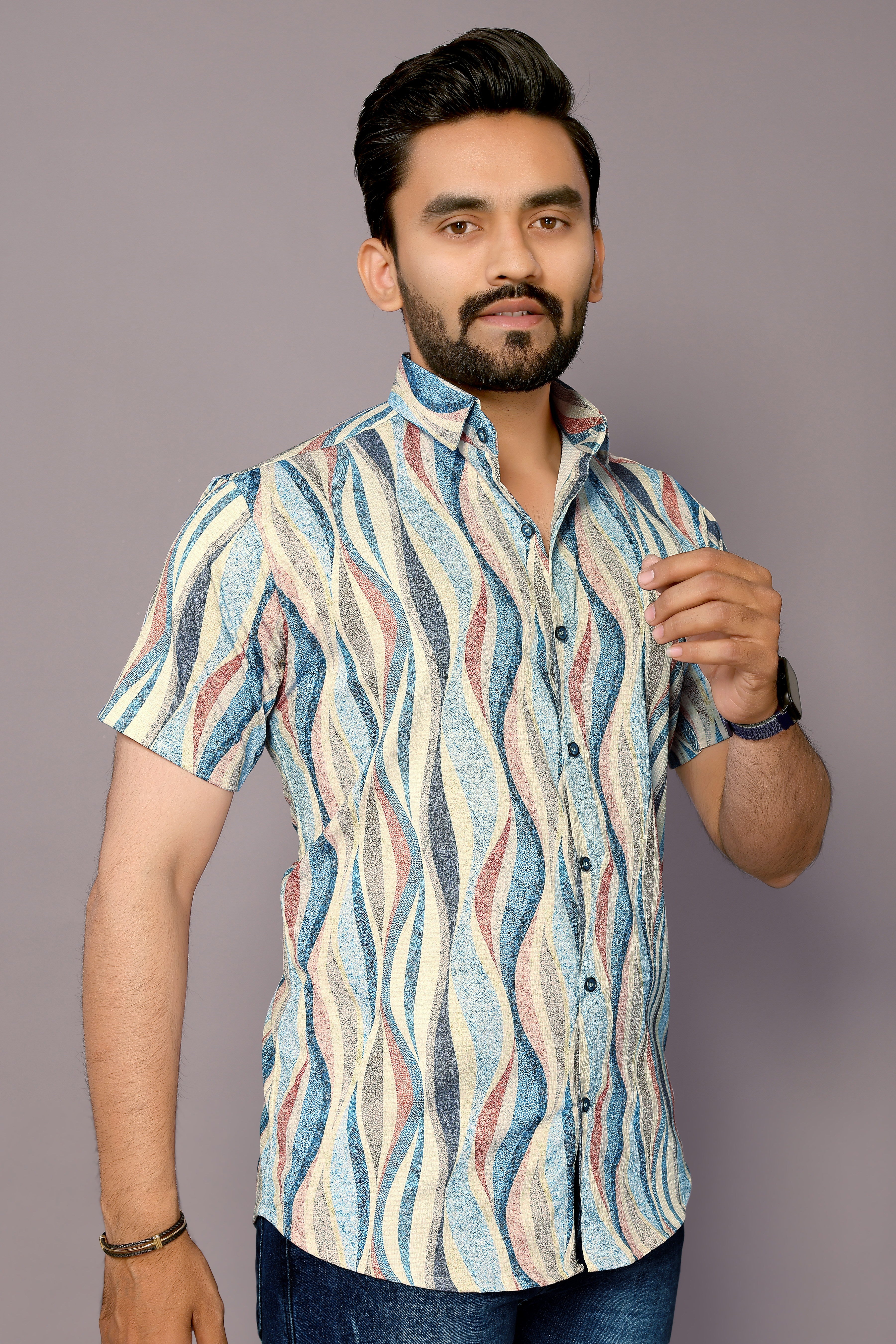 Multi Color Men's Blend Cotton Shirt