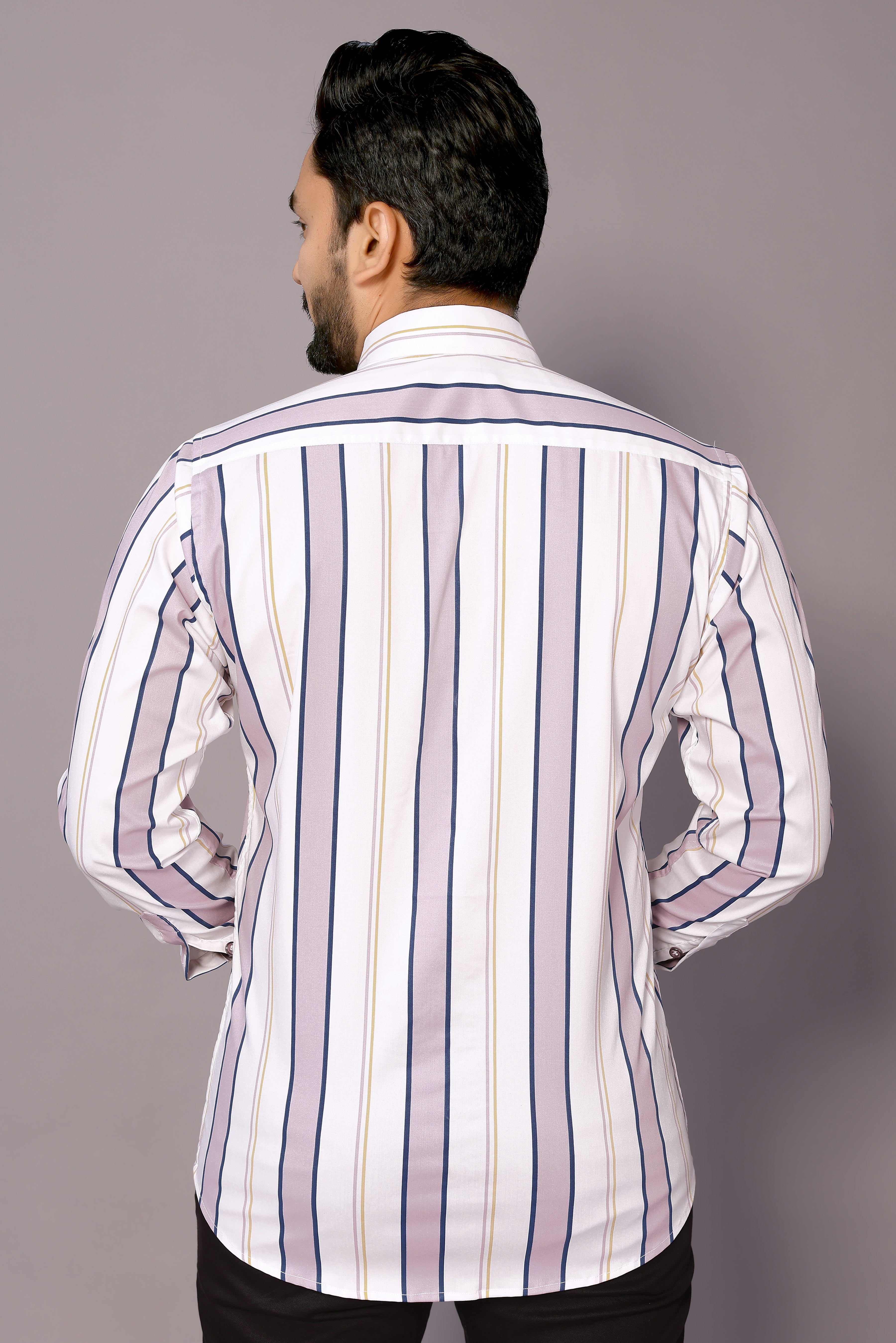 Stylish Casual & Classy Cotton Printed White Pink Colour Full Sleeve Shirt