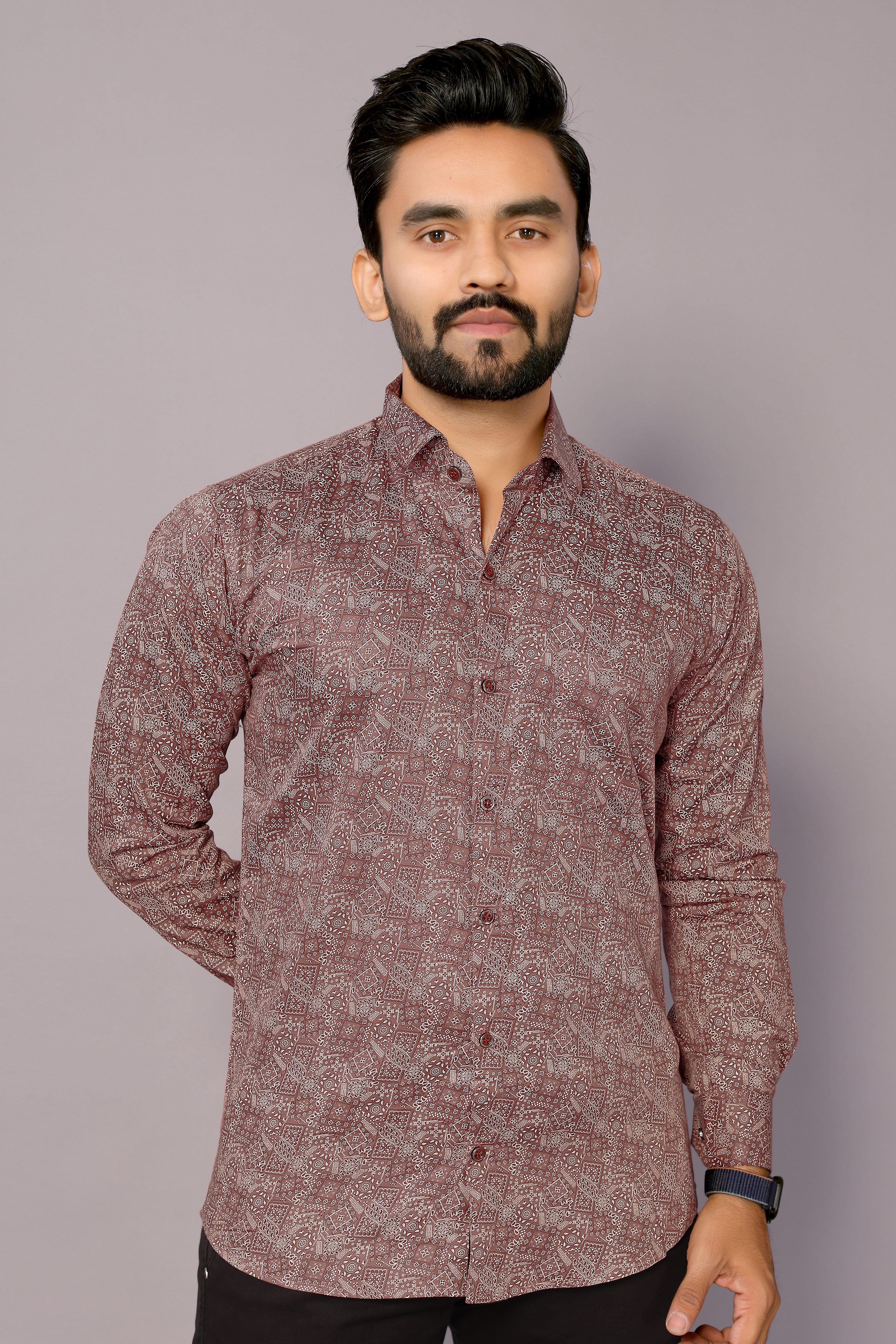 Kinggspire Stylish Casual & Classy Cotton Printed Multi Colour Full Sleeve Shirt