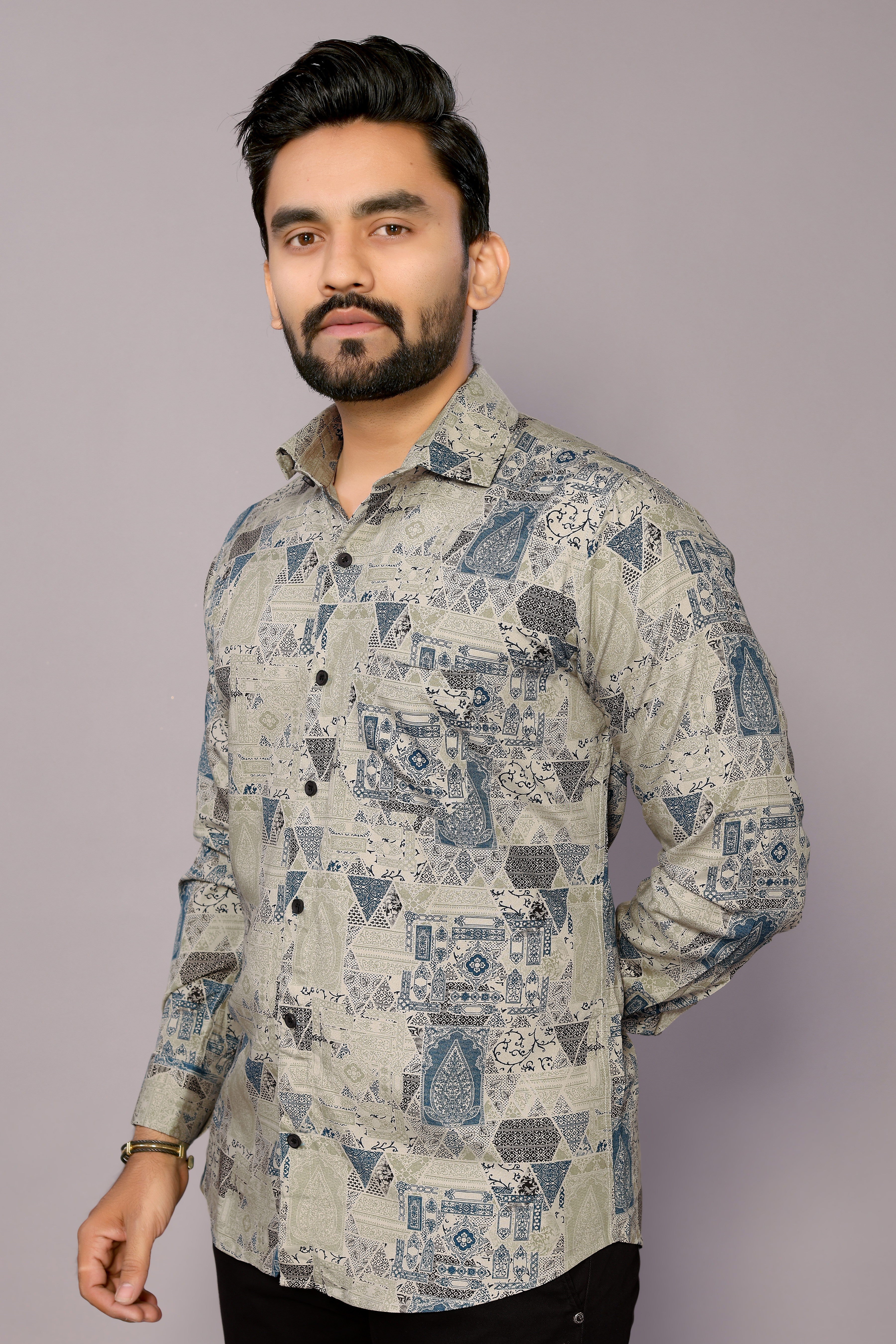 Kinggspire Stylish Casual & Classy Cotton Printed Multi Colour Full Sleeve Shirt