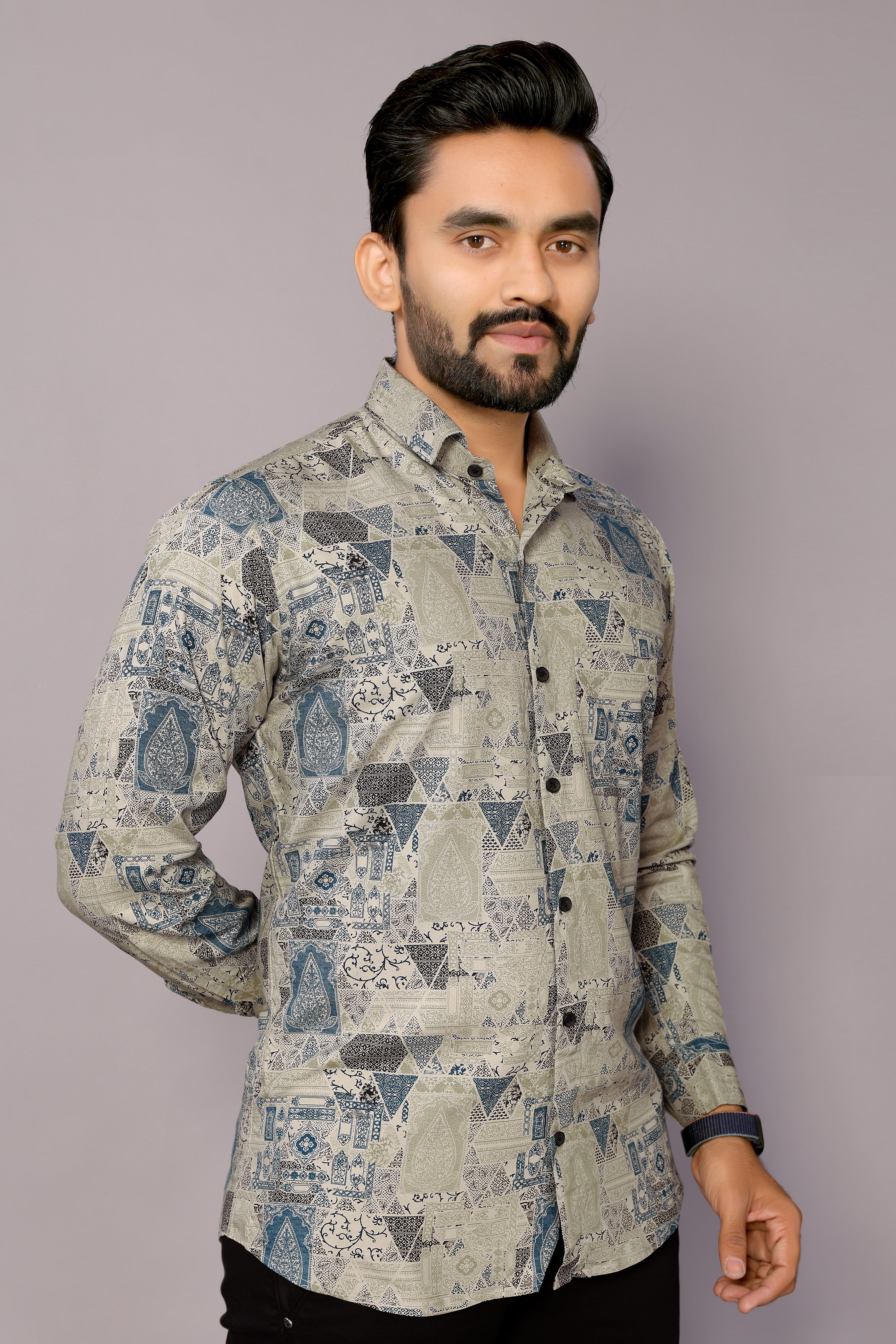 Kinggspire Stylish Casual & Classy Cotton Printed Multi Colour Full Sleeve Shirt