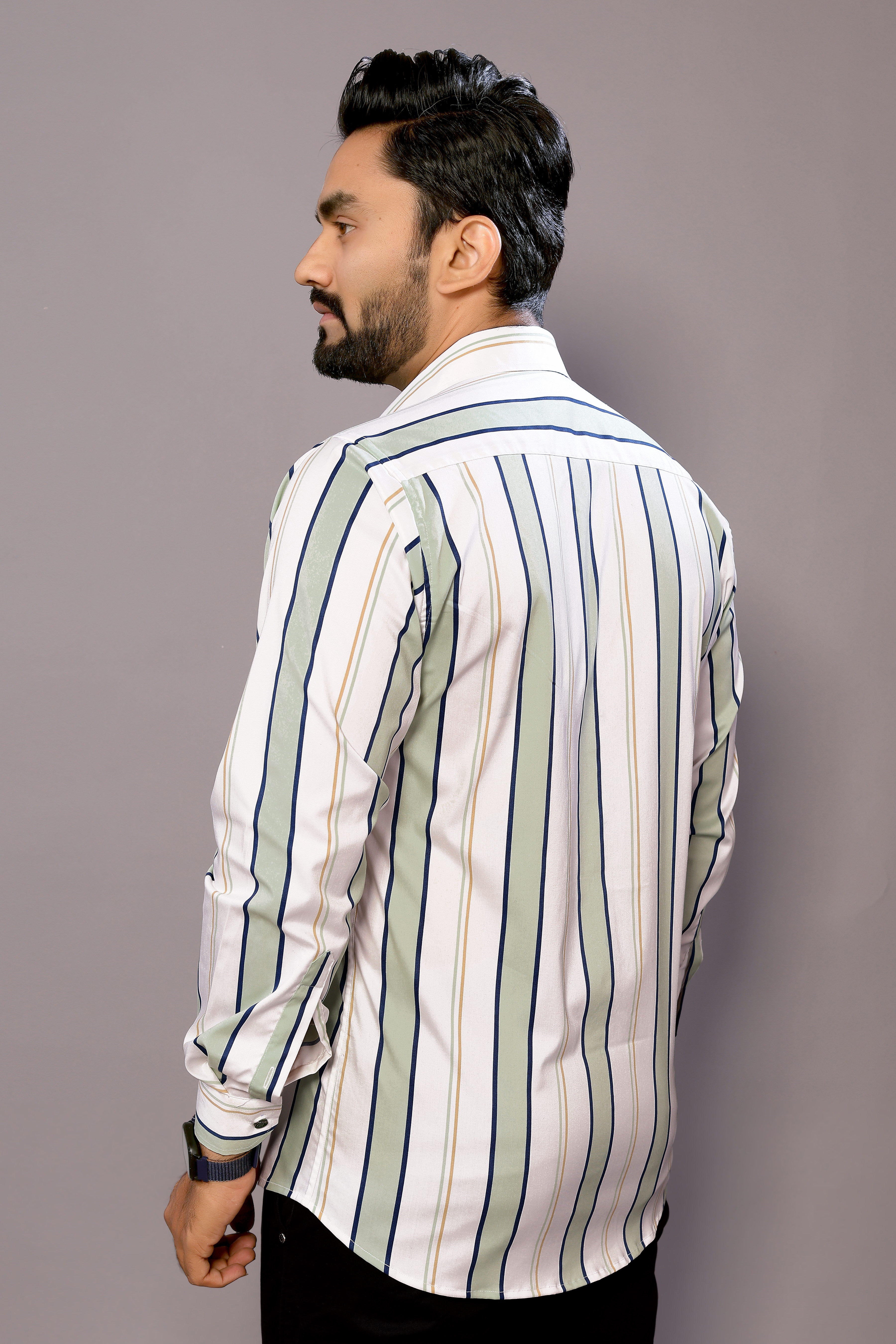 Stylish Casual & Classy Cotton Printed White Green Colour Full Sleeve Shirt