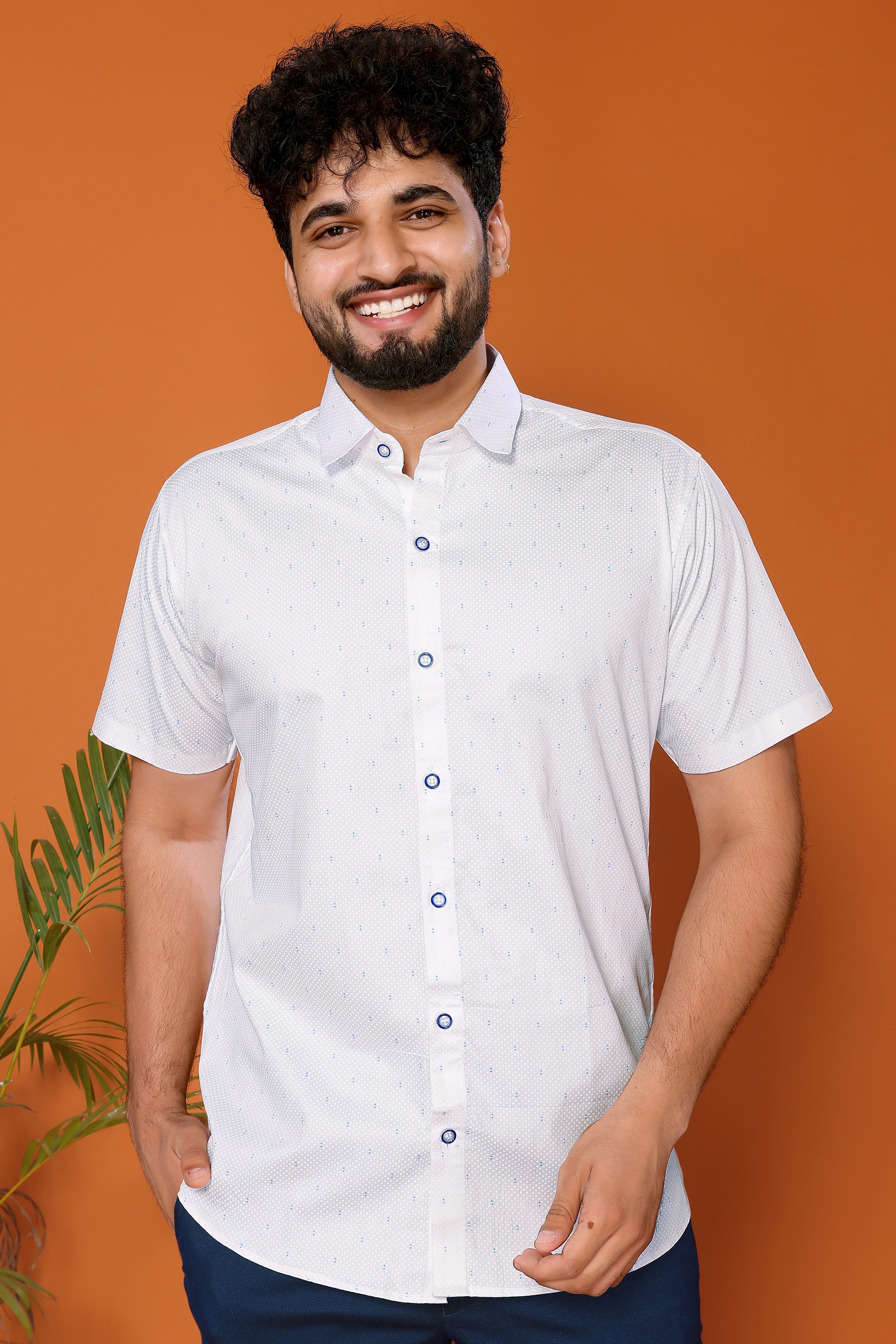 Stylish Casual & Classy Cotton Printed White Half Sleeves Shirt