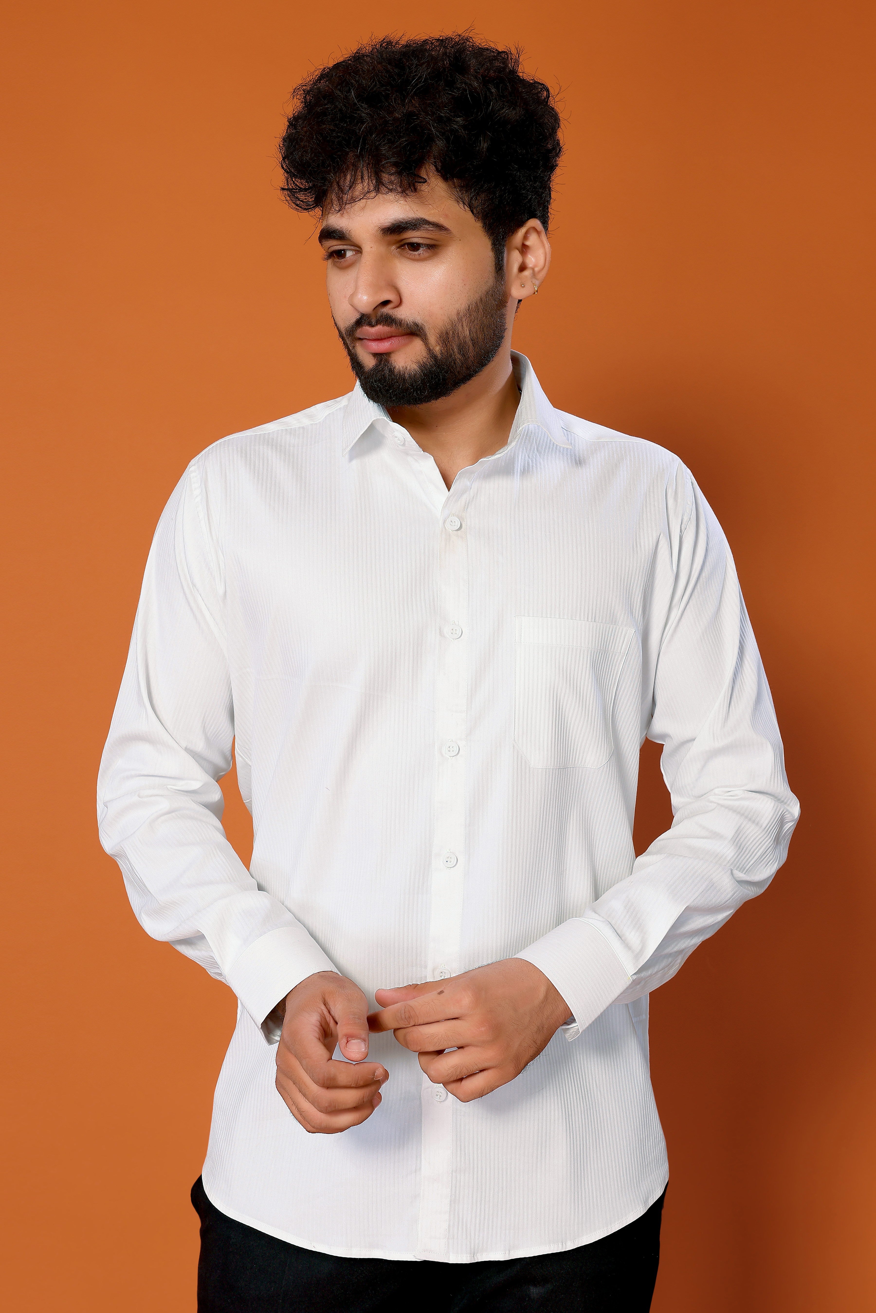 Stylish Casual & Classy Cotton White Colour Full Sleeve Shirt