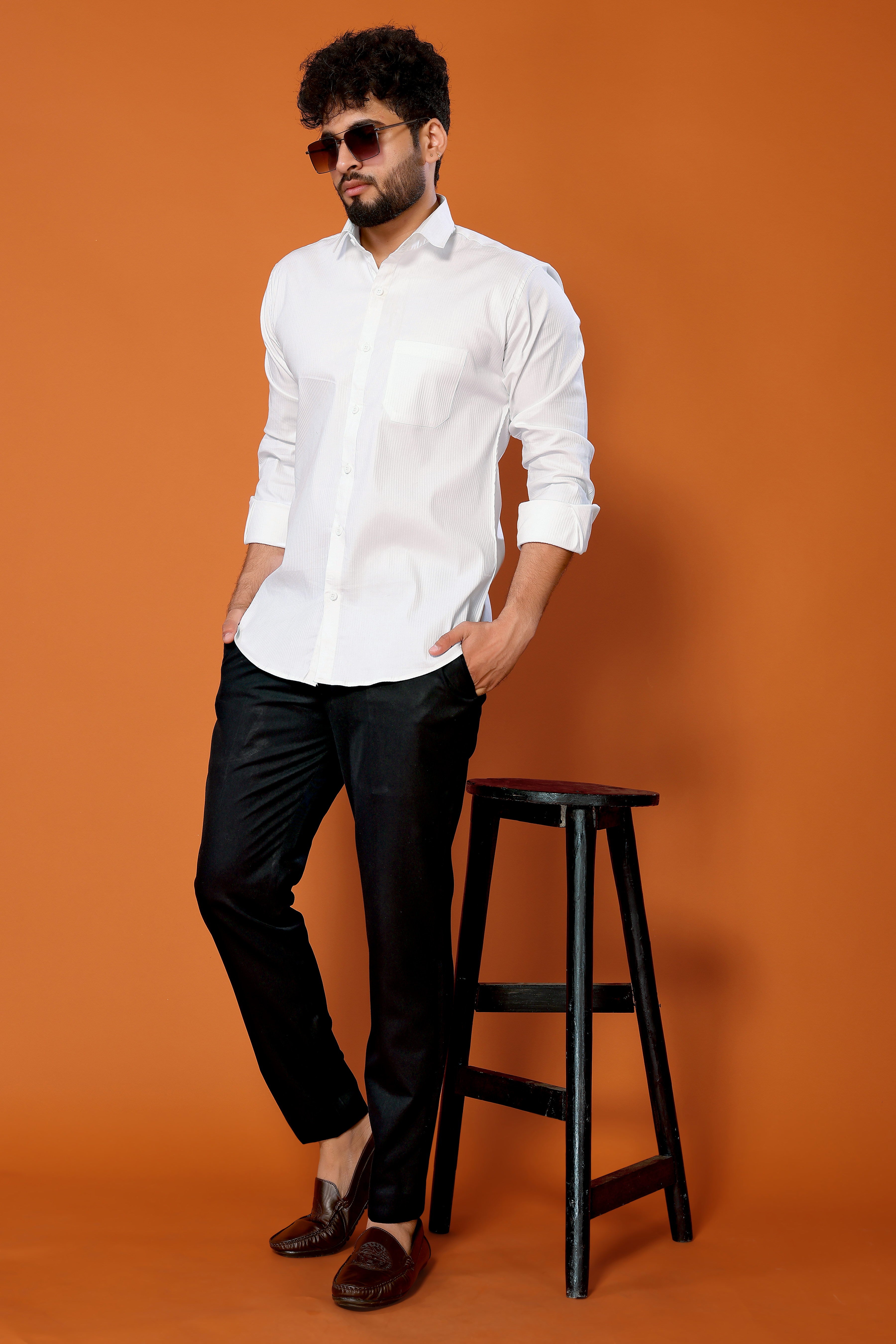 Stylish Casual & Classy Cotton White Colour Full Sleeve Shirt