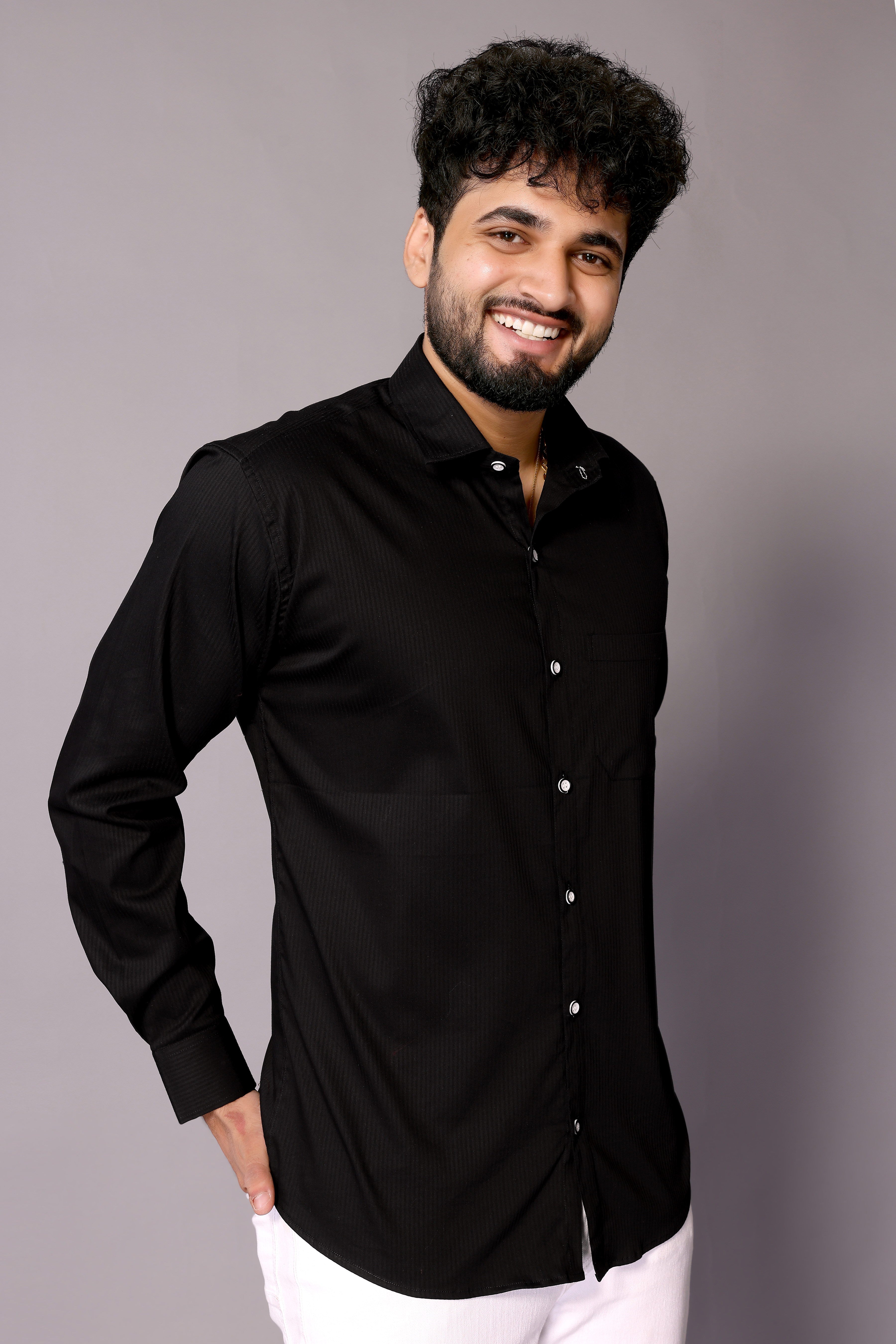 Stylish Casual & Classy Cotton Black Colour Full Sleeve Shirt