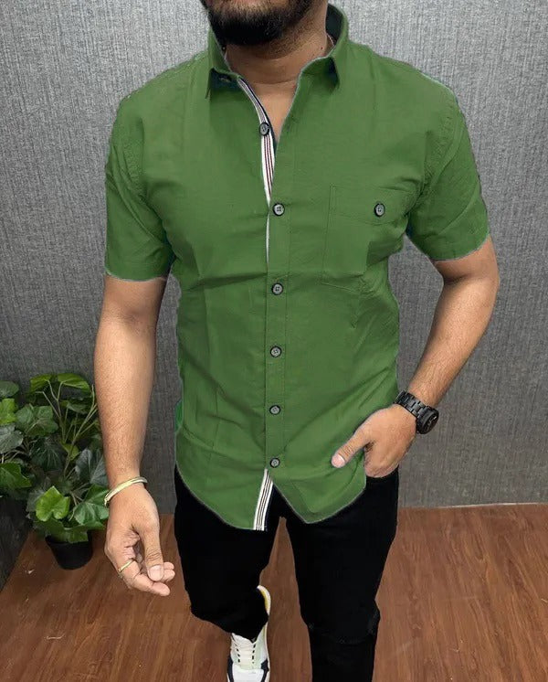 Mahendi Green Color Men's Cotton Shirt