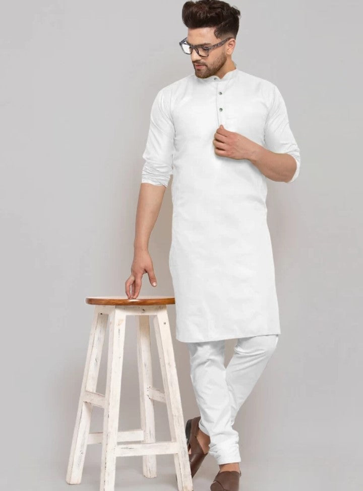 Stylish Casual & Classy White Kurta full Sleeves