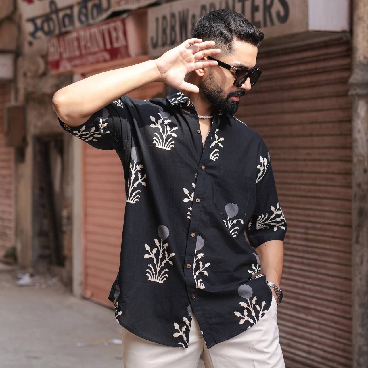 Stylish Casual & Classy Printed Blind Cotton Half Sleeves Shirt