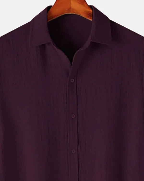 Wine Colour Self Design Spread Collar Casual shirt Premium Quality