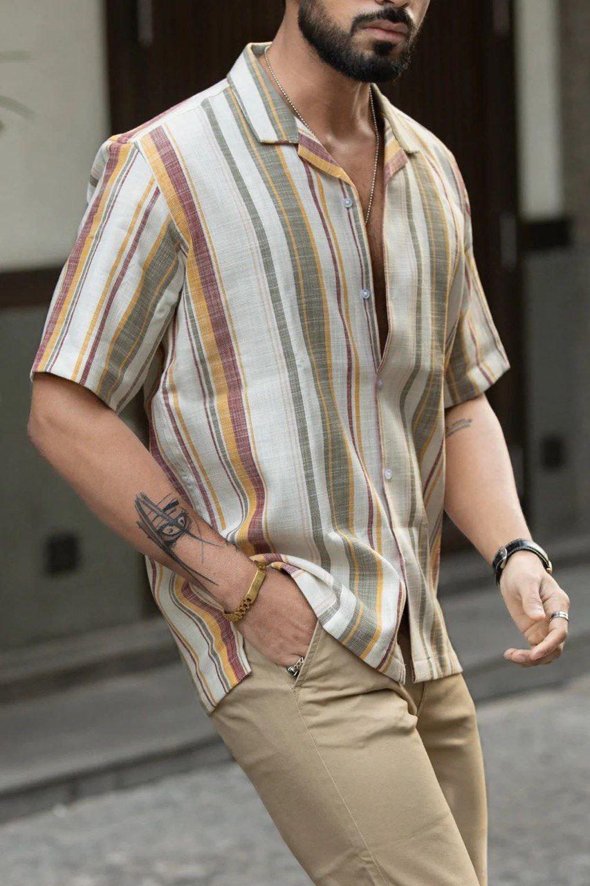 Stylish Casual & Classy Printed Blind Cotton Half Sleeves Shirt