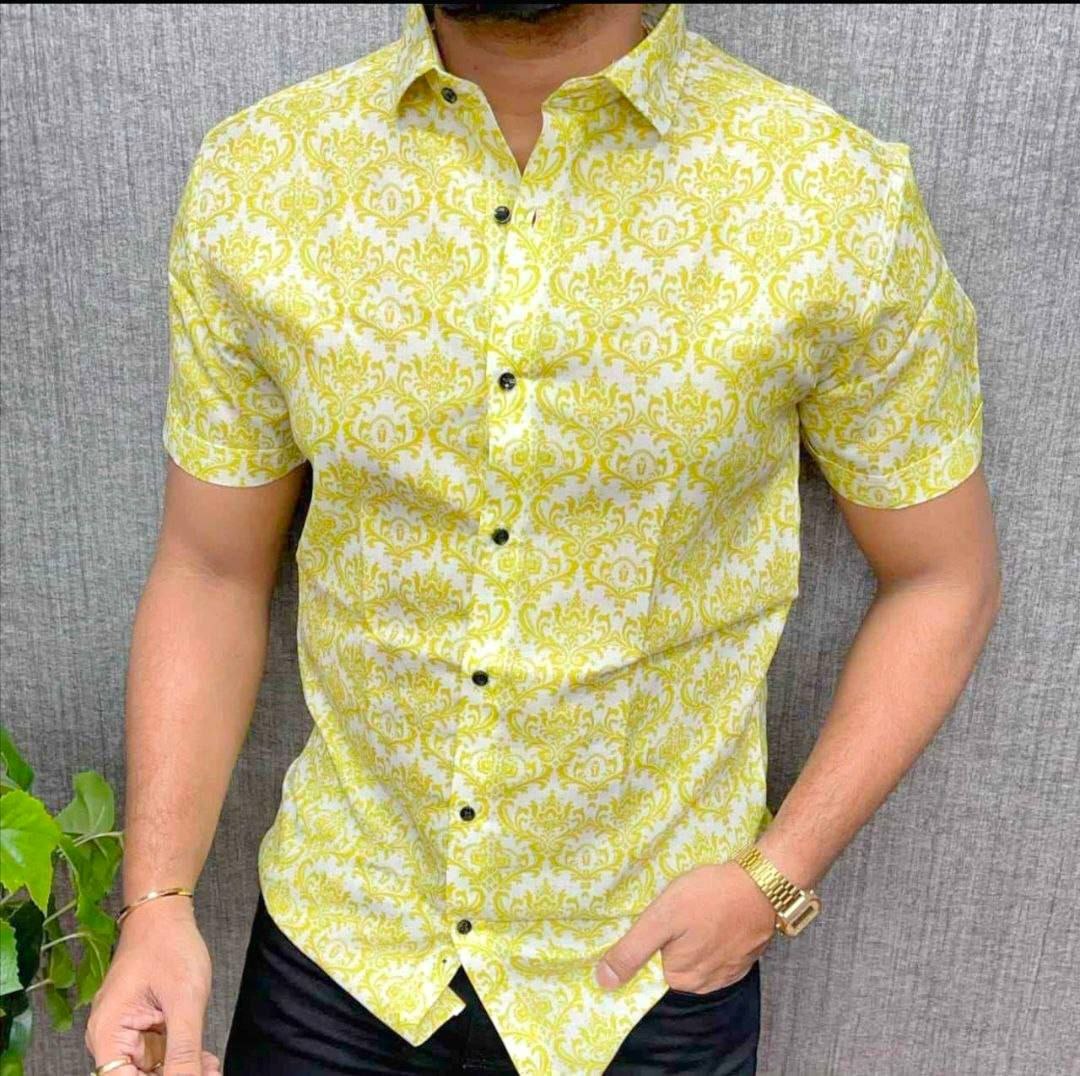 Stylish Casual & Classy Printed Blind Cotton Half Sleeves Shirt