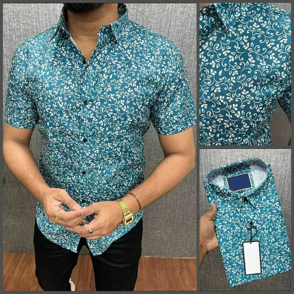 Stylish Casual & Classy Rama Printed Blind Cotton Half Sleeves Shirt